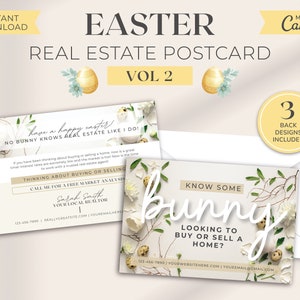Cartolina di Pasqua immobiliare / Cartolina di primavera dell'agente immobiliare / Marketing immobiliare / Biglietto pop di primavera / Agricoltura immobiliare / Modello Canva