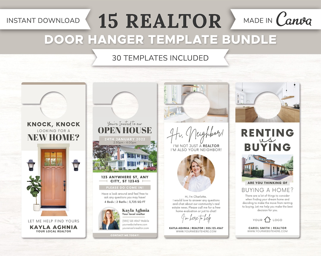 Real Estate Door Hanger Bundle Realtor Door Knocking Real Estate