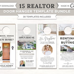 Real Estate Door Hanger Bundle | Realtor Door Knocking | Real Estate Farming | Neighborhood Flyer | Real Estate Marketing | Door Tag | Canva