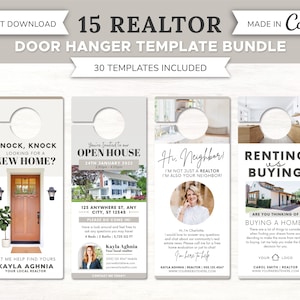 Real Estate Door Hanger Bundle | Realtor Door Knocking | Real Estate Farming | Neighborhood Flyer | Real Estate Marketing | Door Tag | Canva