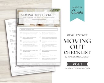 Real Estate Moving Checklist | Real Estate Marketing | Home Buyer Checklist | Moving Guide | Moving to-do List | Real Estate Moving Flyer