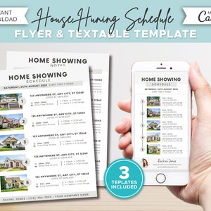 Calendario y folleto de búsqueda de casas en formato de texto / Marketing inmobiliario / Calendario de exhibición de viviendas / Guía para compradores de viviendas inmobiliarias / Plantilla Canva