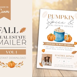 Fall Real Estate Mailer | Real Estate Fall Postcard | Pumpkin Mailer | Fall Pop By | Real Estate Fall Marketing | Fall Card Template | Canva