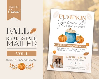Herbst-Immobilien-Mailer | Herbst Postkarte | Kürbis Anhänger | Herbst Pop By | Herbst-Immobilienmarketing | Herbst Karten Vorlage | Leinwand
