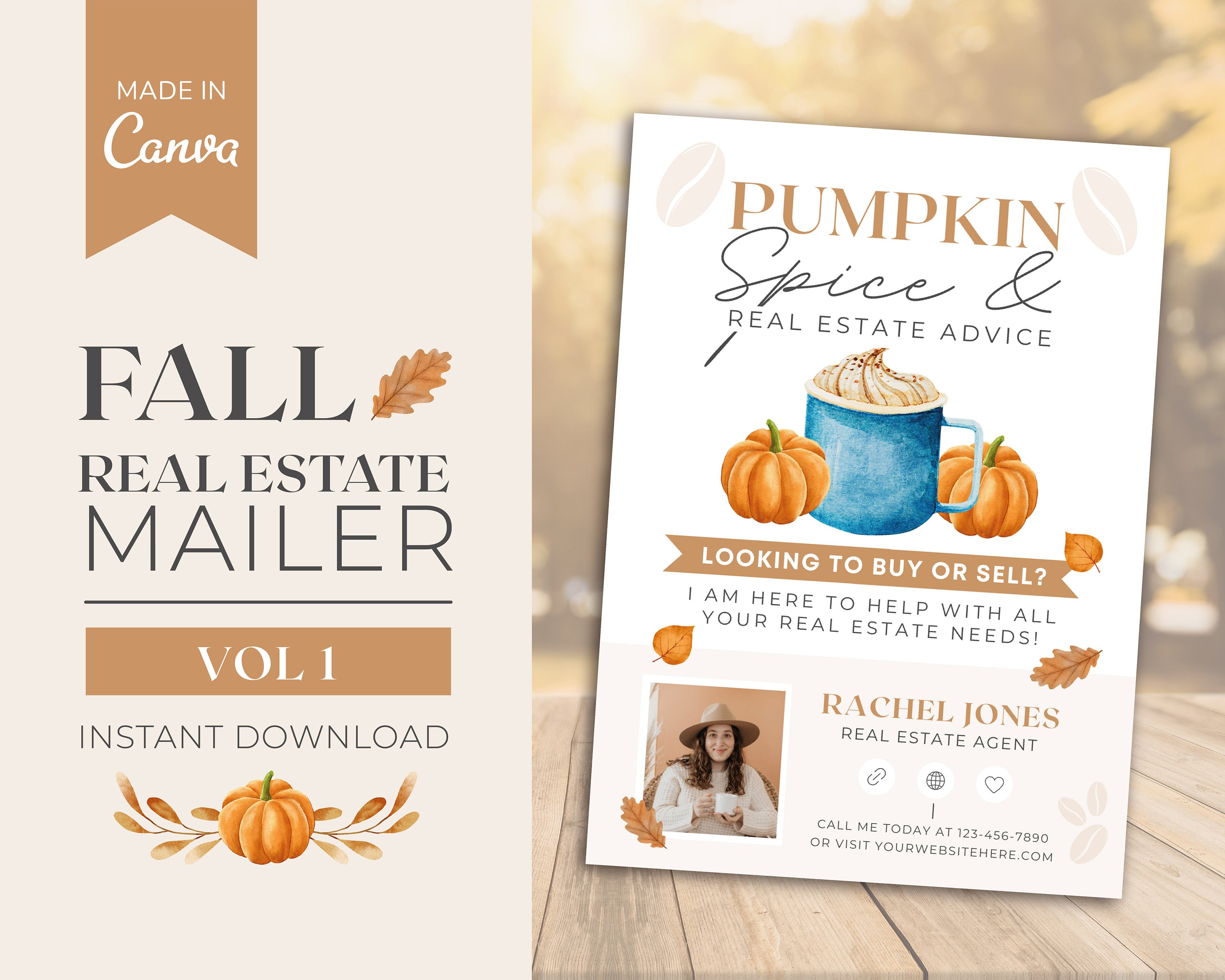 Fall Real Estate Mailer | Real Estate Fall Postcard | Pumpkin Mailer ...