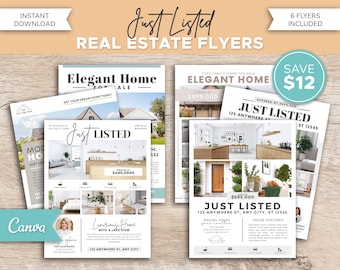 Real Estate Just Listed Flyer Bundle | Realtor Editable Template | Realtor Flyer | New Home Flyer | Real Estate Marketing | Canva Printable