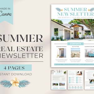 Real Estate Summer Newsletter | Real Estate Marketing | Realtor Newsletter | Email Marketing | Real Estate Template | Canva Template