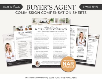 Compensación del agente comprador de bienes raíces / Comisión de bienes raíces / Acuerdo del comprador / Marketing inmobiliario / Presentación del comprador / Canva
