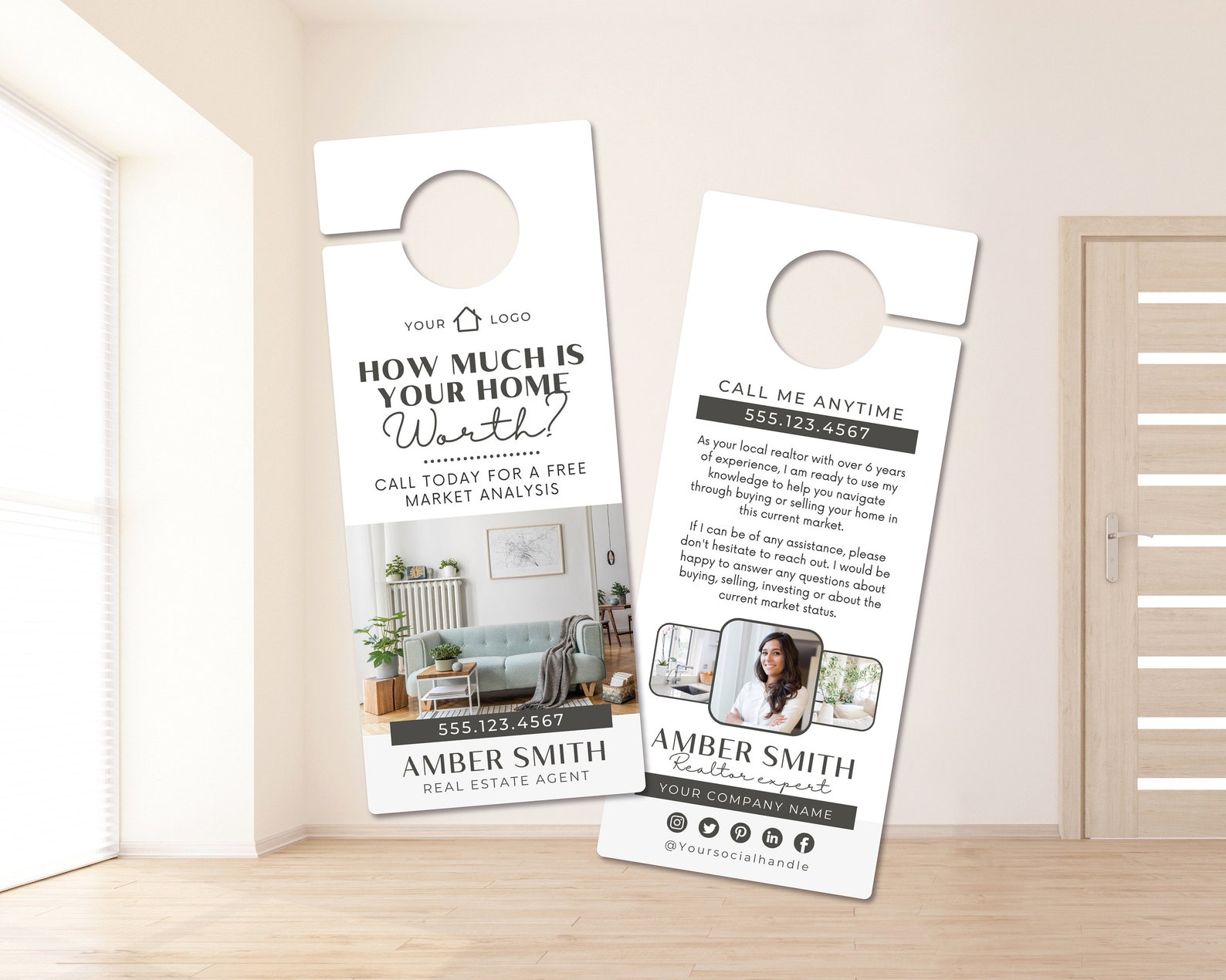 Real Estate Door Hanger Template Vol 4 Realtor Door Knocking Etsy