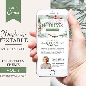 Real Estate Textable Weihnachtskarte | Immobilienmarketing | Weihnachtsvorlage | Karte | Makler Textnachricht | Leinwand