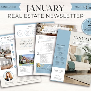 Real Estate Newsletter | January Newsletter | Real Estate Marketing | Real Estate Template | Realtor Email Marketing | Canva Template