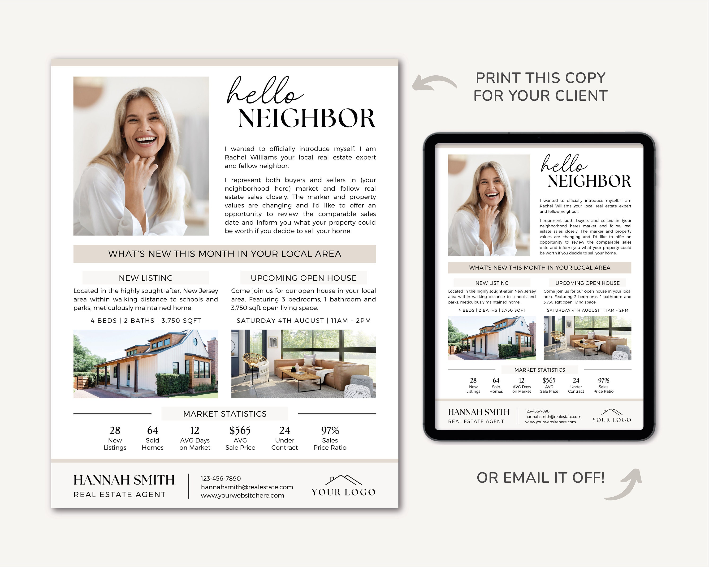 Hello Neighbor Agent Introduction Flyer | Real Estate Market Update ...