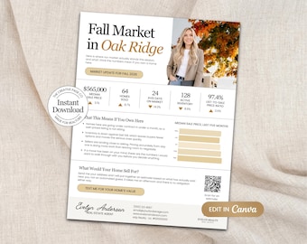 Fall Real Estate Market Update Flyer: Realtor Market Report Canva Template