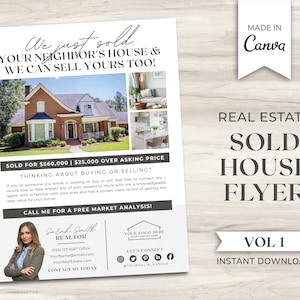 Volante de la casa del vecino que vendió la propiedad inmobiliaria / Carta de venta reciente / Correo de bienes raíces / Volante de agricultura inmobiliaria / Marketing inmobiliario / Canva