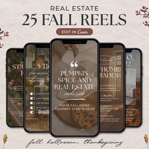 Fall Real Estate Video Reel Templates | Real Estate Social Media | Real Estate Marketing | Instagram Canva Template | Canva Video Reels