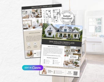 Real Estate Flyer Template | Open House Flyer | Listing Flyer | Luxury Property Flyer | Just Listed | Real Estate Marketing | Editable Canva