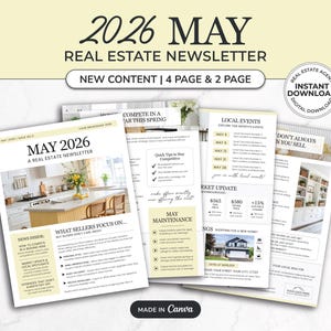2026年5月不動産ニュースレター | 不動産マーケティング | 不動産月刊ニュースレター | メールマーケティング | Canvaテンプレート | 印刷可能