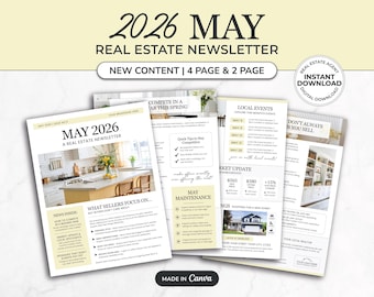 May 2026 Real Estate Newsletter | Real Estate Marketing | Real Estate Monthly Newsletter | Email Marketing | Canva Template | Printable