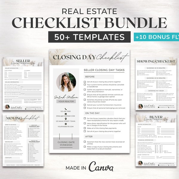 Seller Real Estate Checklist Bundle | Real Estate Marketing | Prep - Listing Template | Closing Day Checklist | Editable Digital Real Estate