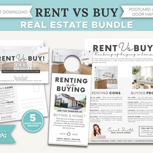 Real Estate Renting Vs Buying Bundle | Renting Template | Realtor Door Knocking | Real Estate Postcard | Real Estate Marketing | Door Hanger