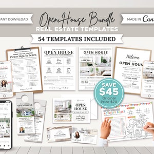 Open House Realtor Bundle | Real Estate Marketing | Real Estate Social Media Posts | Open House Sign In | Buyer Guide | Open House | Canva