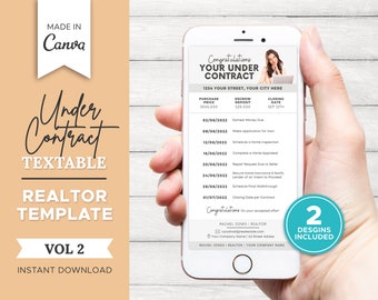 Under Contract Timeline for Realtors | Textable Real Estate Closing Checklist | Real Estate Marketing | Home Buyer Guide | Canva Template