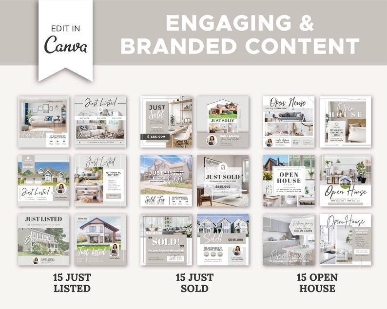 370+ Realtor Instagram Posts Ultimate Bundle | Real Estate Social Media Templates | Real Estate Marketing | Instagram Template | Canva image 3