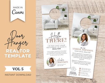 Real Estate Door Hanger Template Vol 5 | Realtor Door Knocking | Real Estate Farming | Neighborhood Flyer | Real Estate Marketing | Canva