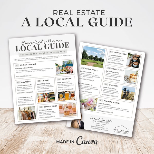 Real Estate Local Guide | Welcome Guide | Real Estate Marketing | City Guide Flyer | Local Template | Realtor community newsletter | Canva