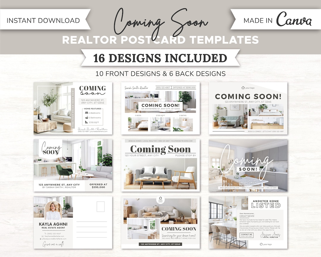 10 Coming Soon Real Estate Postcards Postcard Bundle Template Real
