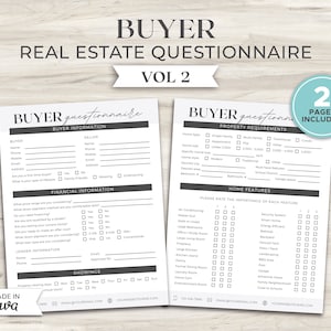 Buyer Questionnaire | Buyer Intake Form | Home Buyer Questionnaire | Real Estate Questionnaire | Real Estate Marketing | Canva Template