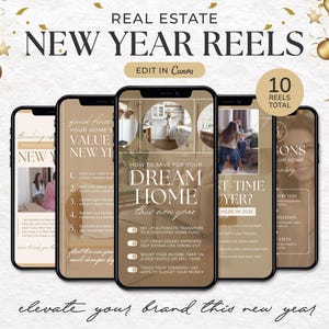 New Year Real Estate Video Reel Templates | Real Estate Social Media | Real Estate Marketing | Instagram Reel Template | Canva Video Reels