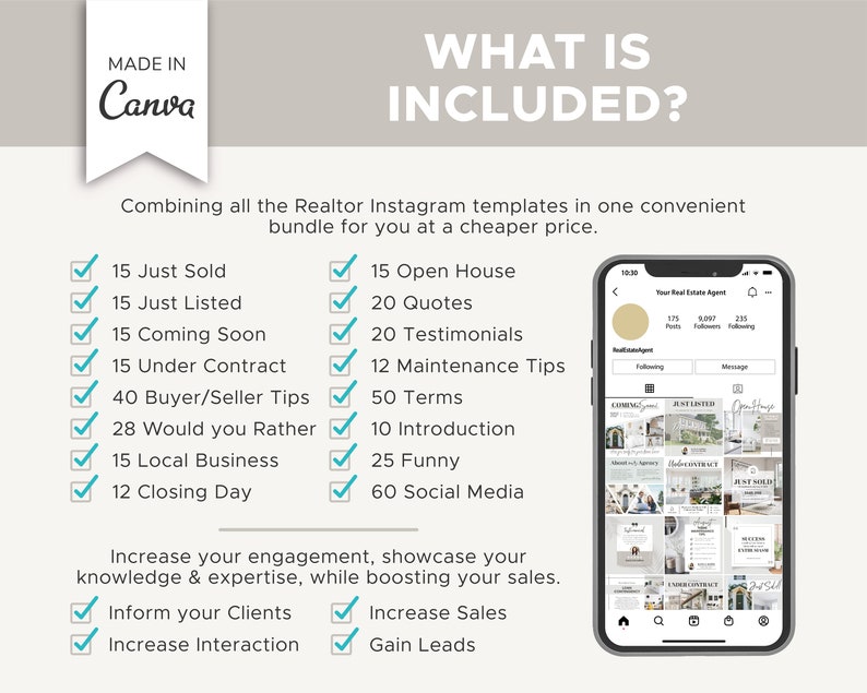 370+ Realtor Instagram Posts Ultimate Bundle | Real Estate Social Media Templates | Real Estate Marketing | Instagram Template | Canva image 2