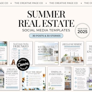 Real Estate Summer Social Media Posts | Real Estate Instagram Posts | July Posts | Real Estate Summer Marketing | Instagram Template | Canva