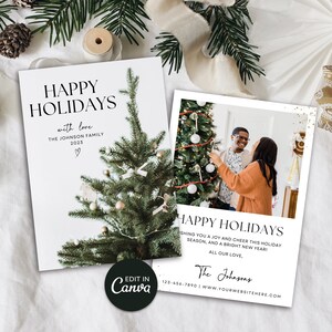 Grundbesitz Weihnachtskarte Vorlage | Grundbesitz-Feiertags-Postkarte | Druckbare Weihnachtskarte | Marketing | Canva Feiertagskarte