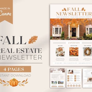 Real Estate Fall Newsletter 2022 | Real Estate Fall Marketing | Realtor Newsletter | Real Estate Flyer | Fall Realtor Template | Canva