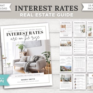 Real Estate Interest Rates Buyer Guide | Mortgage Lender | Real Estate Marketing | Home Equity Report | Home Buyer Guide | Realtor Canva
