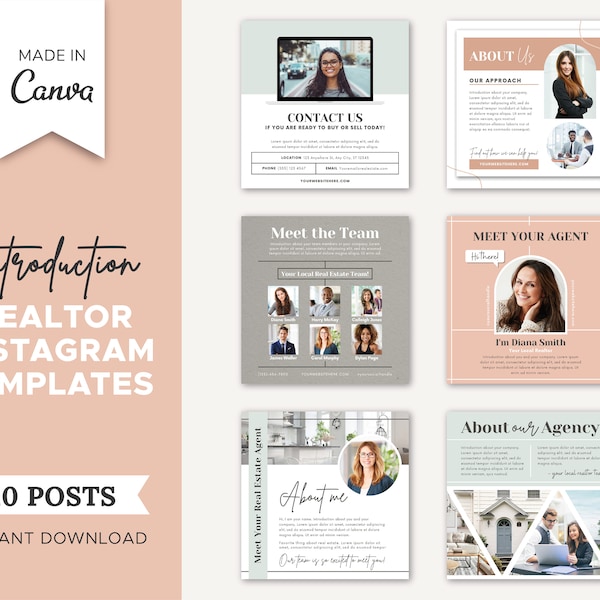 10 Introduction Realtor Instagram Posts | Real Estate Agent Social Media Post | Real Estate Marketing | Instagram Post Template