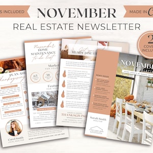 Real Estate Newsletter | November Newsletter | Real Estate Marketing | Realtor Printable | Real Estate Template | Mailer | Fall Newsletter