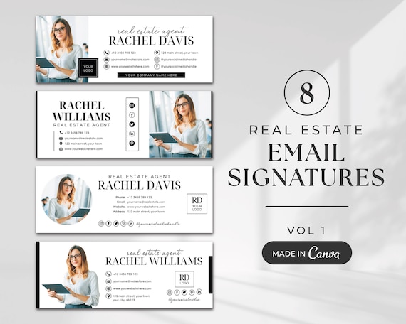 Real Estate Email Signature Bundle | Real Estate Marketing | Elegant Email Signature | Gmail Signature | Modern Realtor | Canva Template