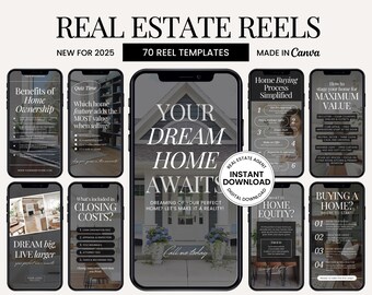 Plantilla de reels inmobiliarios / Redes sociales inmobiliarias / Marketing inmobiliario / Videos de reels de Instagram / Reels sin rostro / Videos de reels de Canva