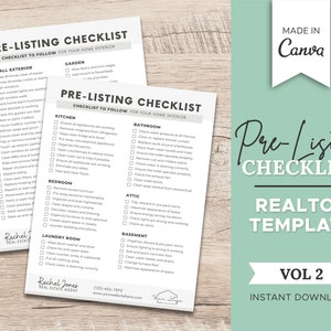 Real Estate Pre-Listing Checklist | Vol2 | Real Estate Marketing | Real Estate Checklist | Listing Checklist | Realtor Template | Canva