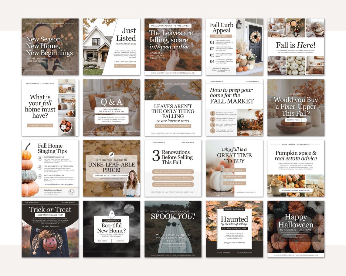 Fall Real Estate Instagram Posts | Real Estate Social Media | October ...