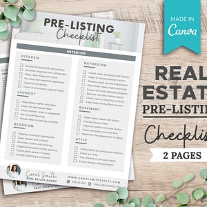 Real Estate Pre-Listing Checklist | Real Estate Marketing | Real Estate Checklist | Realtor Template | Canva Template