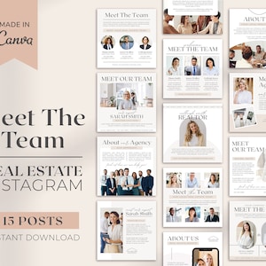 15 Meet The Team Instagram Posts | Real Estate Social Media | Real Estate Marketing | Instagram Template | Realtor Introduction | Canva