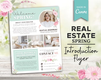 Spring Real Estate Flyer | Realtor Hello Neighbor Letter | Realtor Farming Letter | Realtor Letter | Real Estate Spring Marketing | Canva