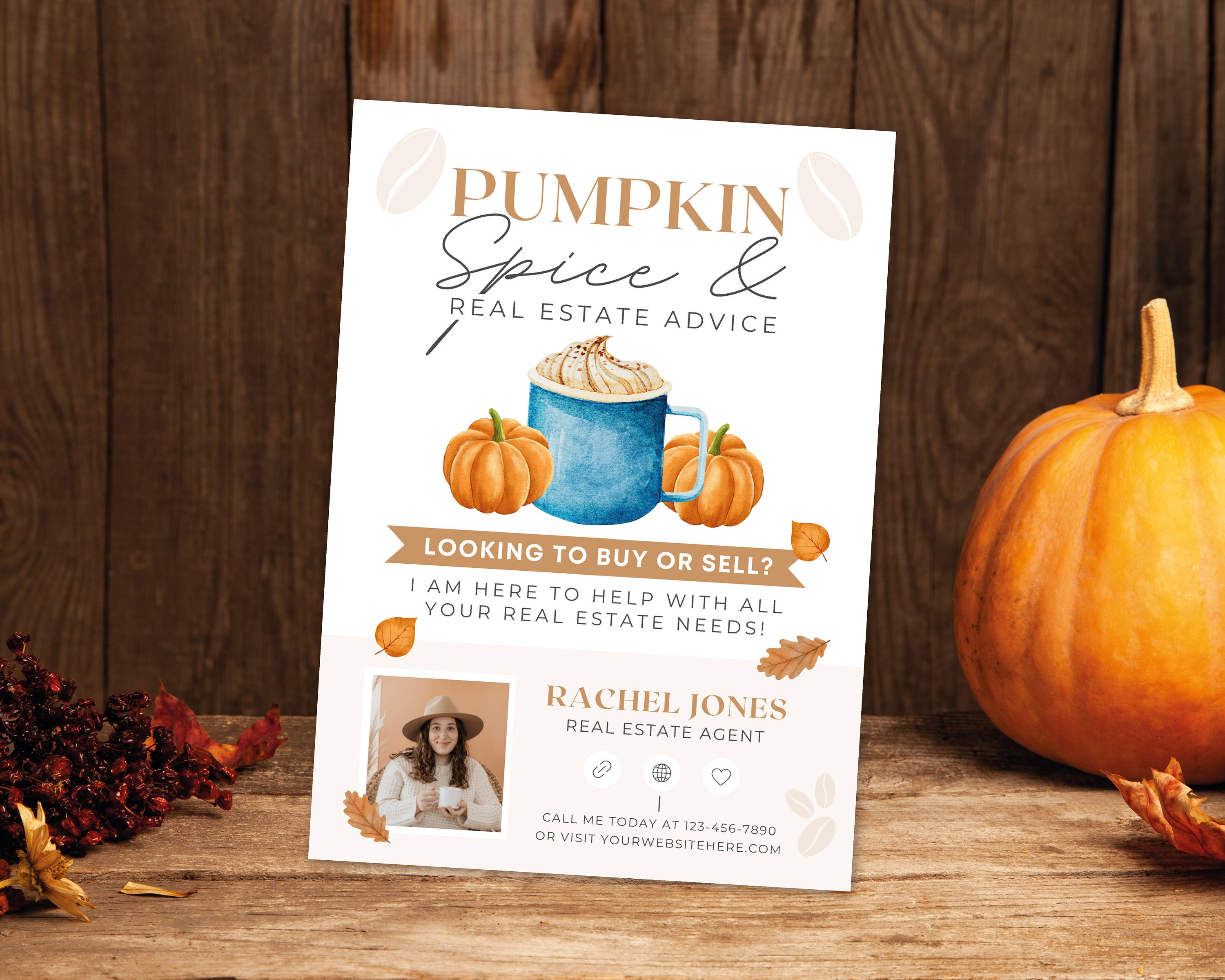 Fall Post Card Invite Fall Real Estate Mailer | Real Estate Fall Postcard | Pumpkin Mailer ...