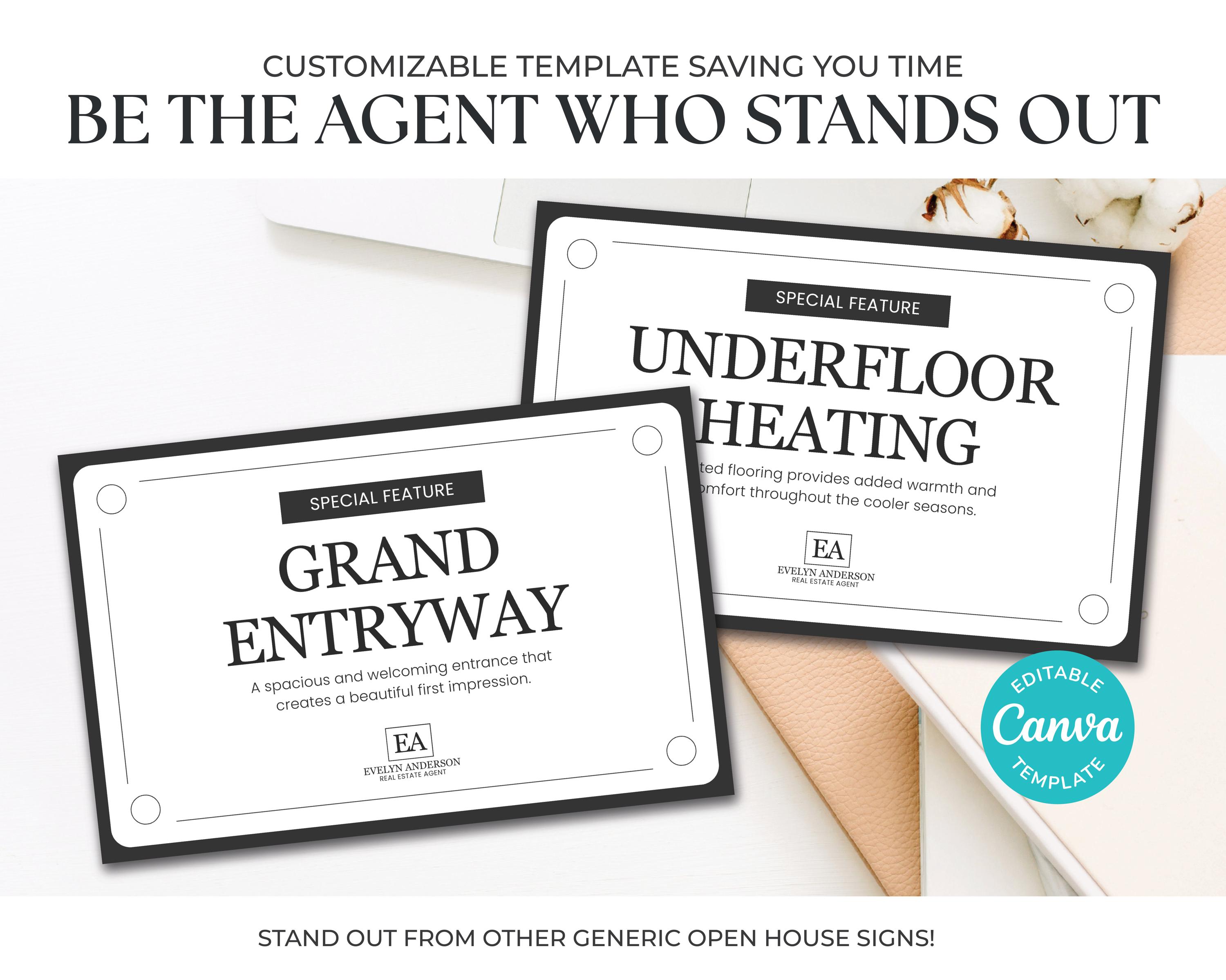 Local Highlight Sign Open House Feature Signs | Real Estate Feature Highlight Cards ...