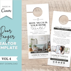 Real Estate Door Hanger Template Vol 4 | Realtor Door Knocking | Real Estate Farming | Neighborhood Flyer | Real Estate Marketing | Canva