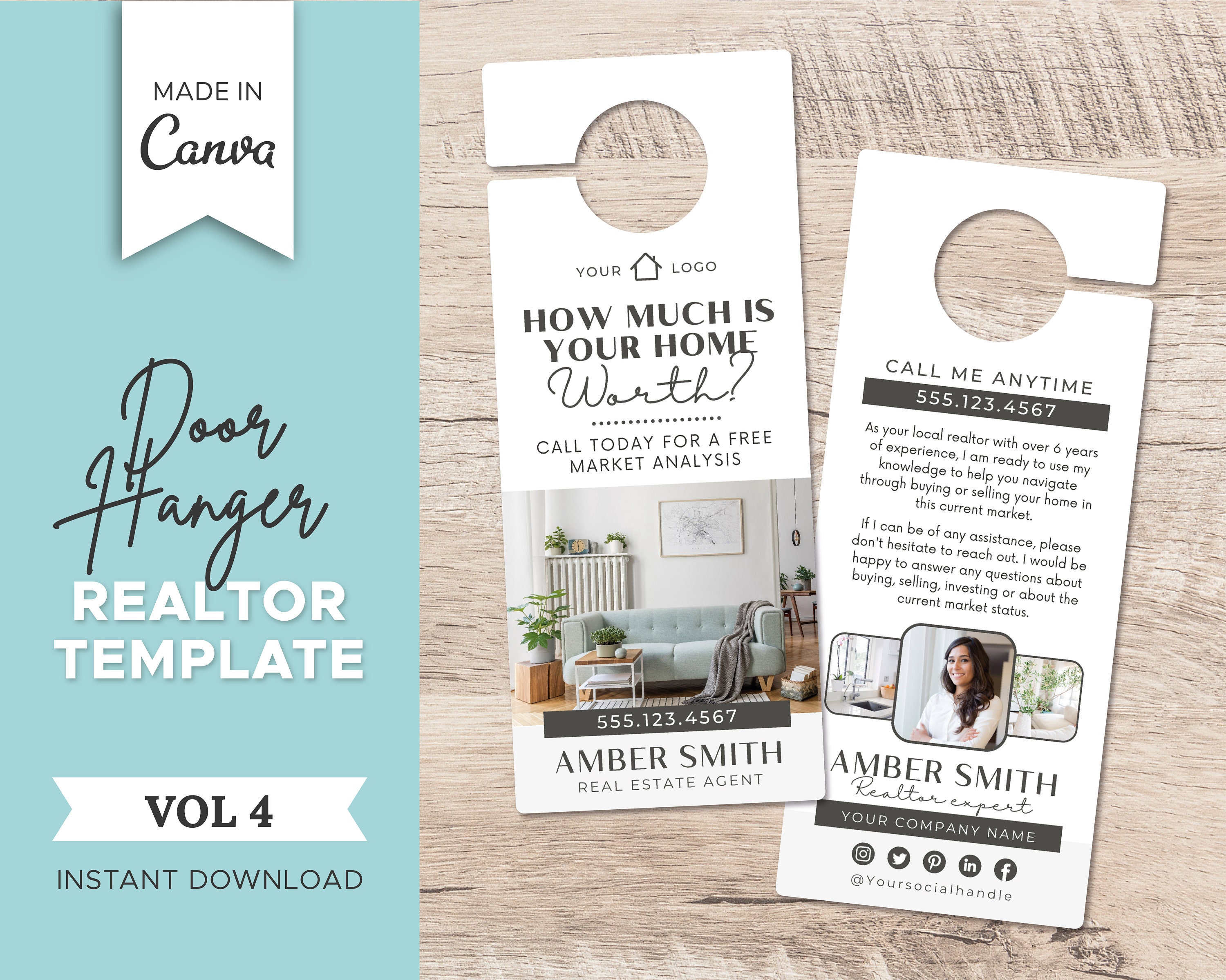 Real Estate Door Hanger Template Vol 4 Realtor Door Knocking Etsy